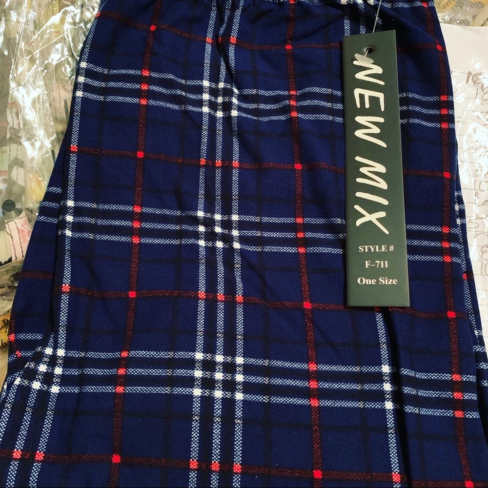OS One Size Patriotic Plaid Leggings Size 2-10